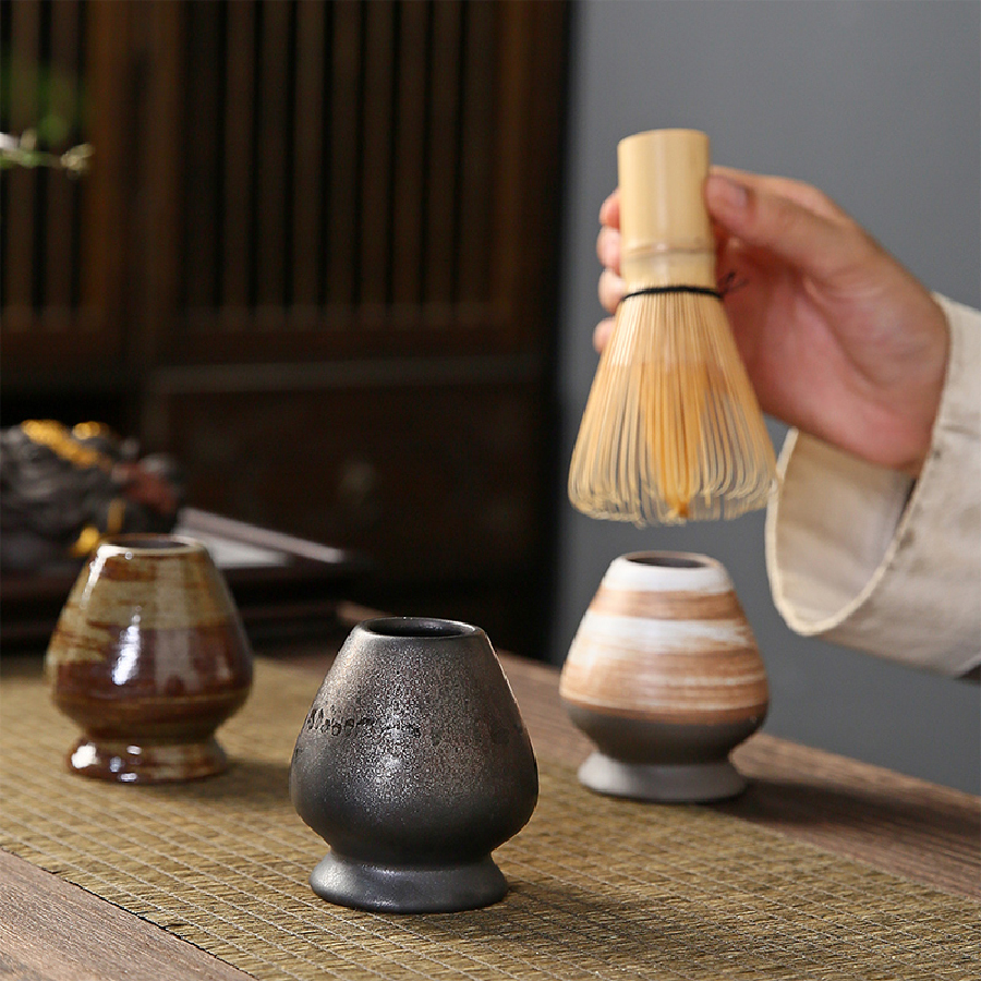 Matcha Bowl Chawan - Japanese Coarse pottery Matcha Tea Chasen