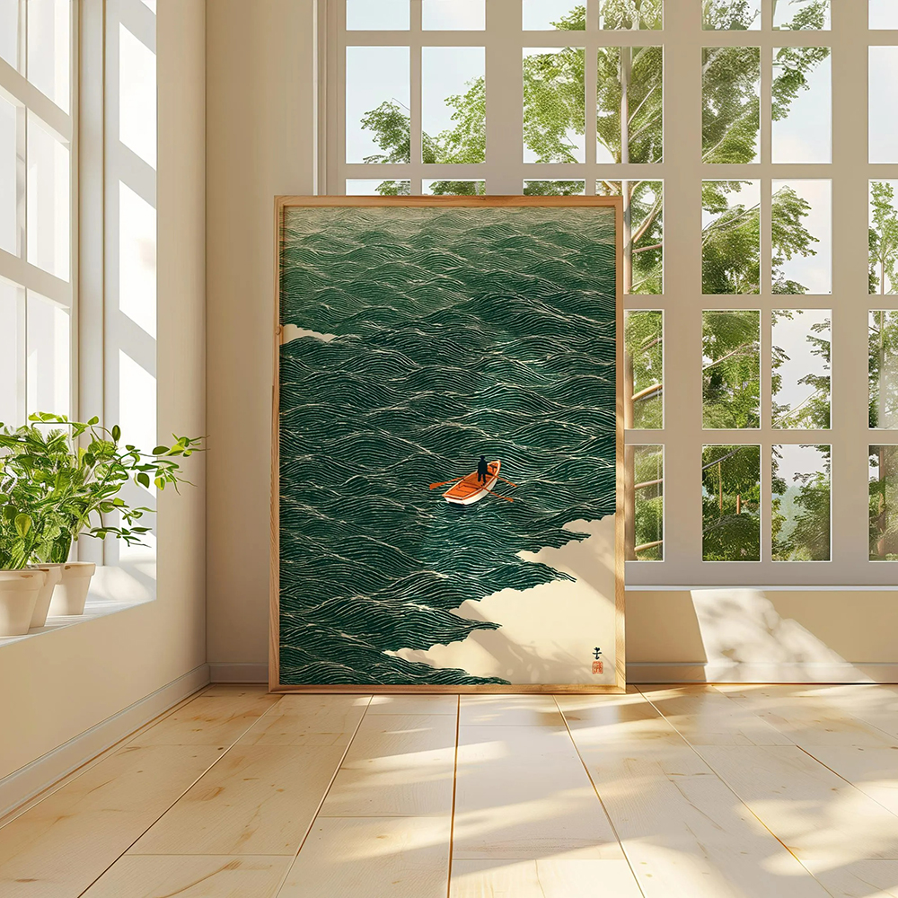 Japanese Wave Art Boat at Sea  - Japanese Lifestyle At Home 评论和价格