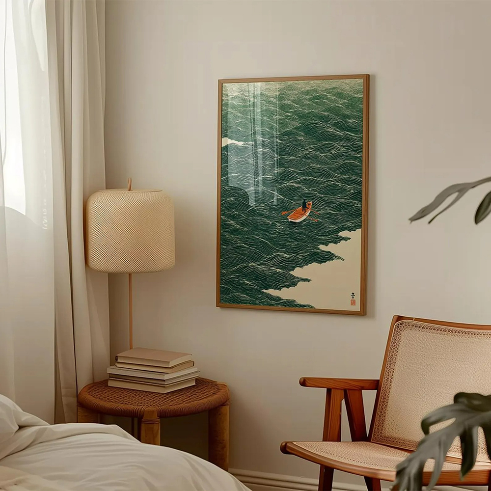 Japanese Wave Art Boat at Sea  - Japanese Lifestyle At Home 评论和价格