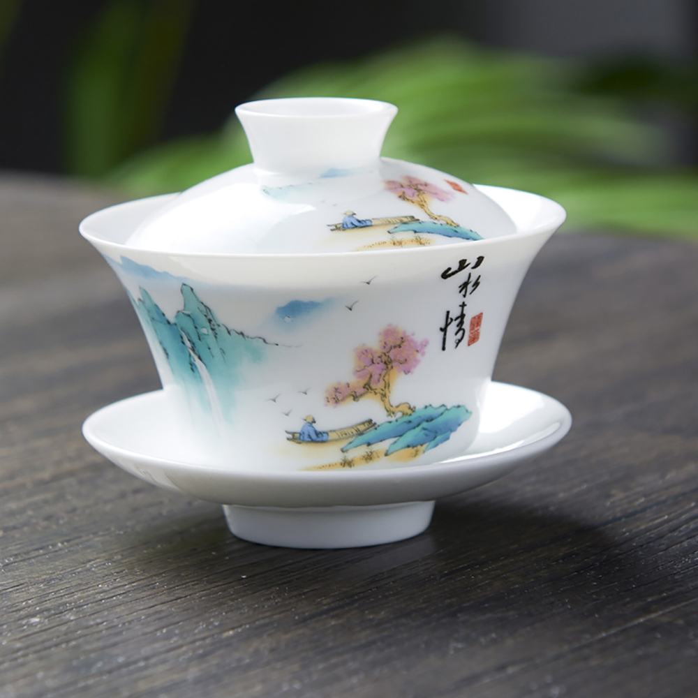 Hand Drawn White China Gaiwan  - Matcha Bowl Chawan 评论和价格