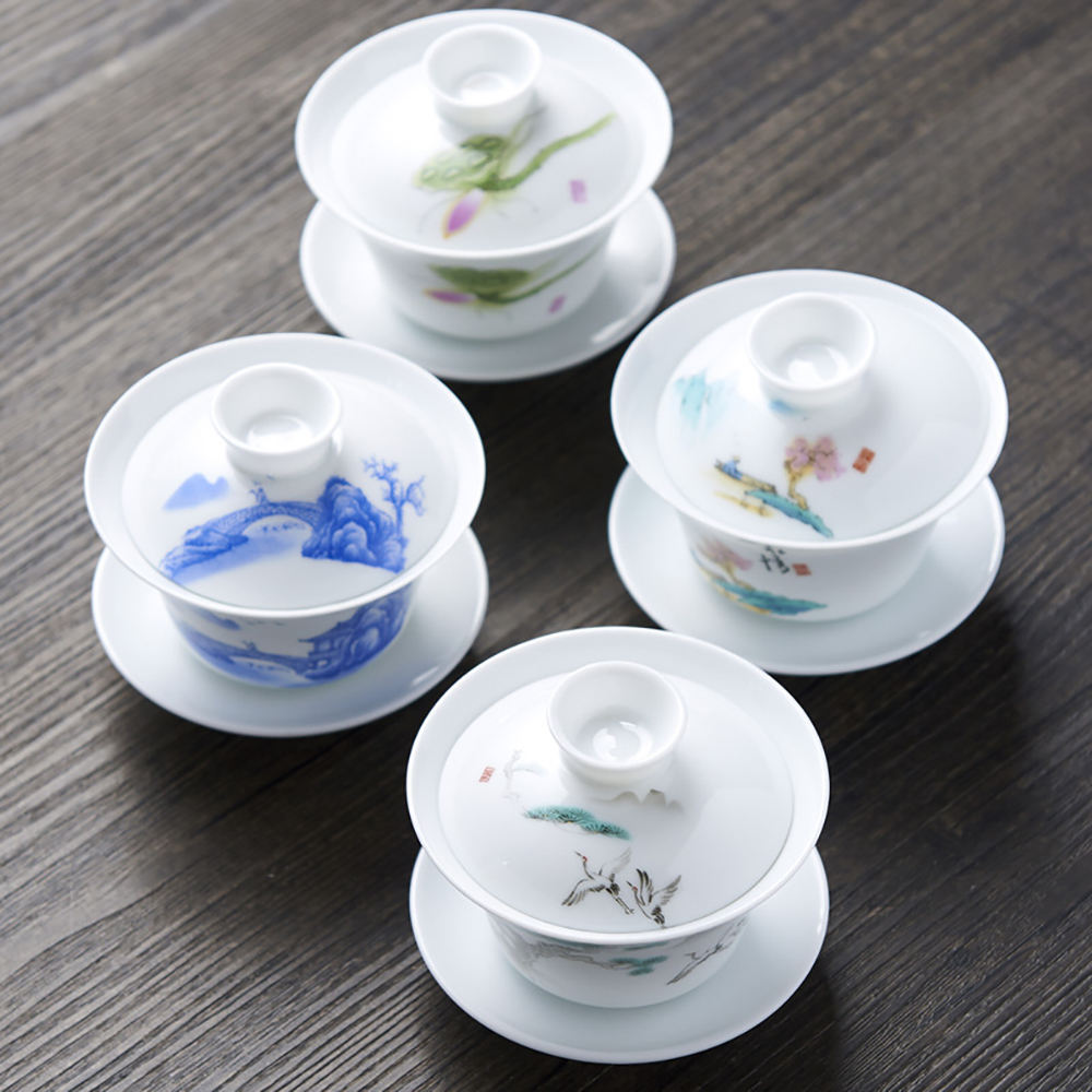Hand Drawn White China Gaiwan  - Matcha Bowl Chawan 评论和价格