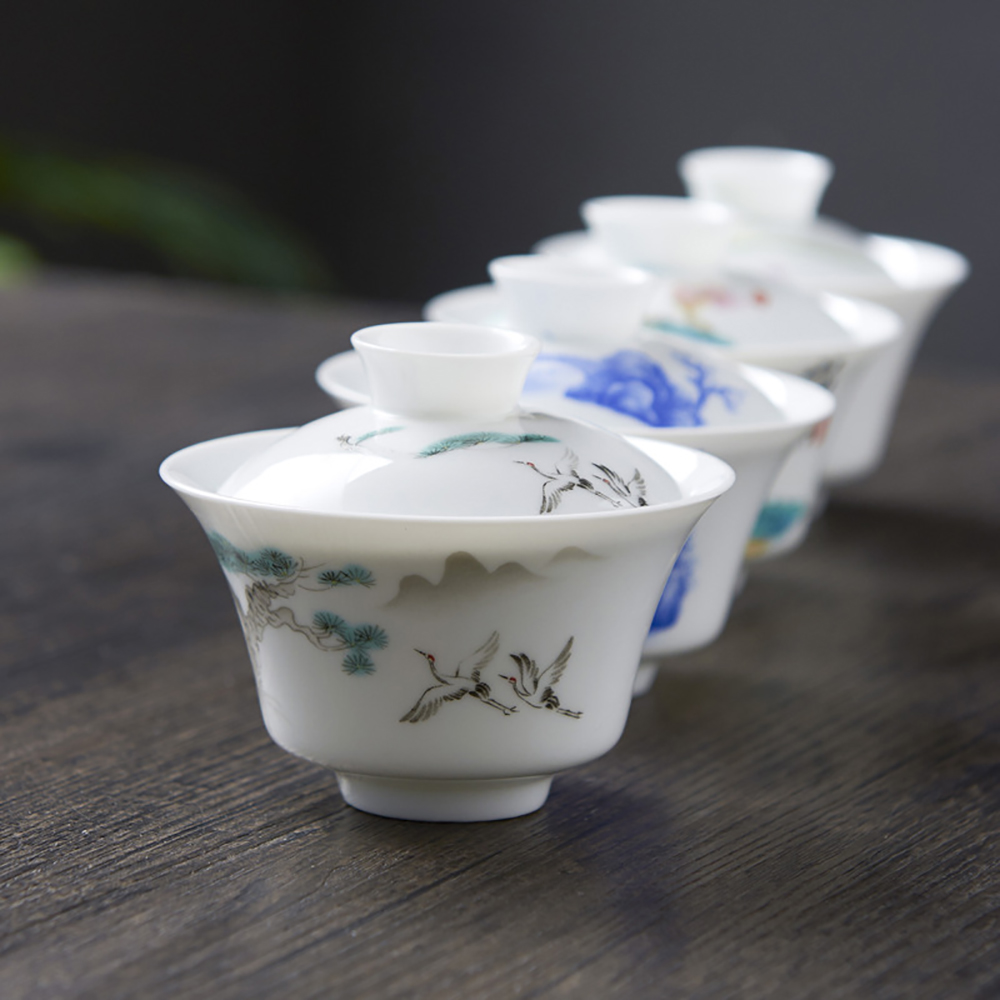 Hand Drawn White China Gaiwan  - Matcha Bowl Chawan 评论和价格