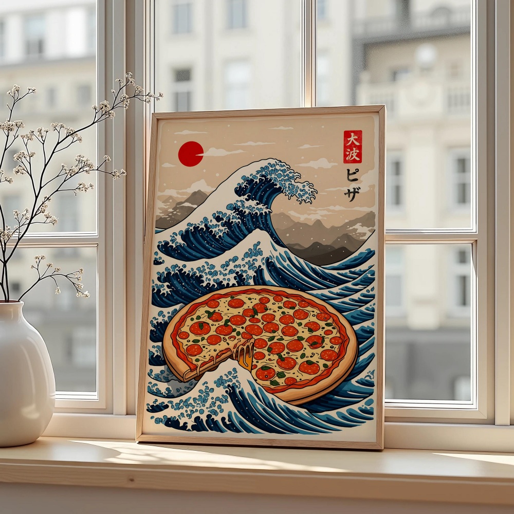 Japanese Pizza Wave Art Print  - Japanese Food Lifestyle 评论和价格