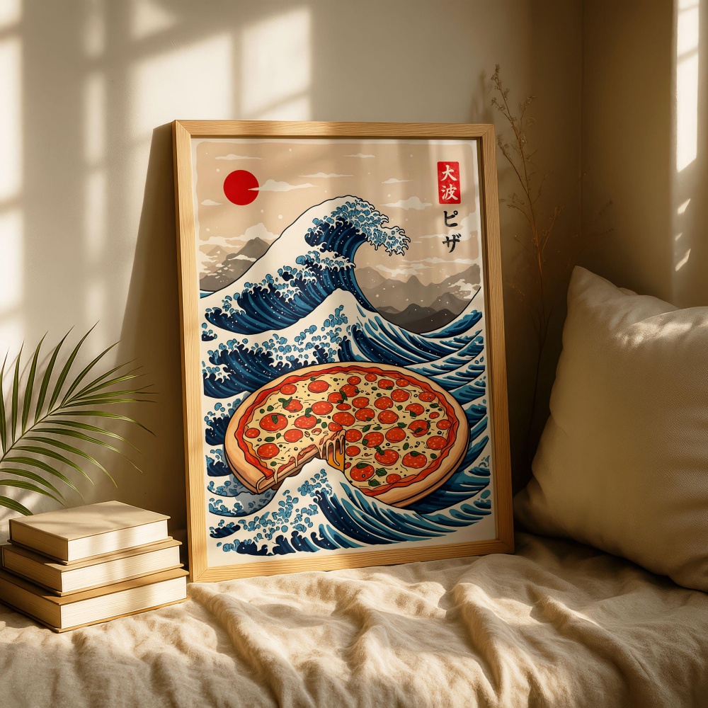 Japanese Pizza Wave Art Print  - Japanese Food Lifestyle 评论和价格