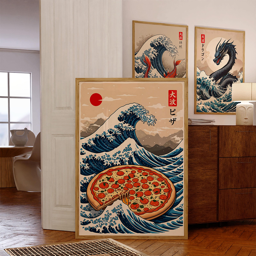 Japanese Pizza Wave Art Print  - Japanese Food Lifestyle 评论和价格