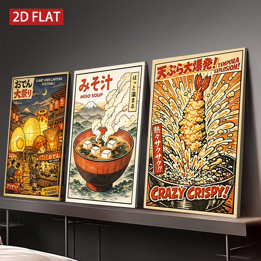 3 Counts Wooden Framed Canvas  - Japanese Food Lifestyle 评论和价格